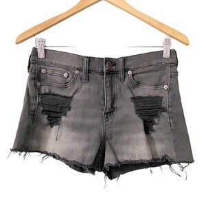 Madewell Black Distressed Boyshorts Denim Cutoff Shorts Women’s Size 24